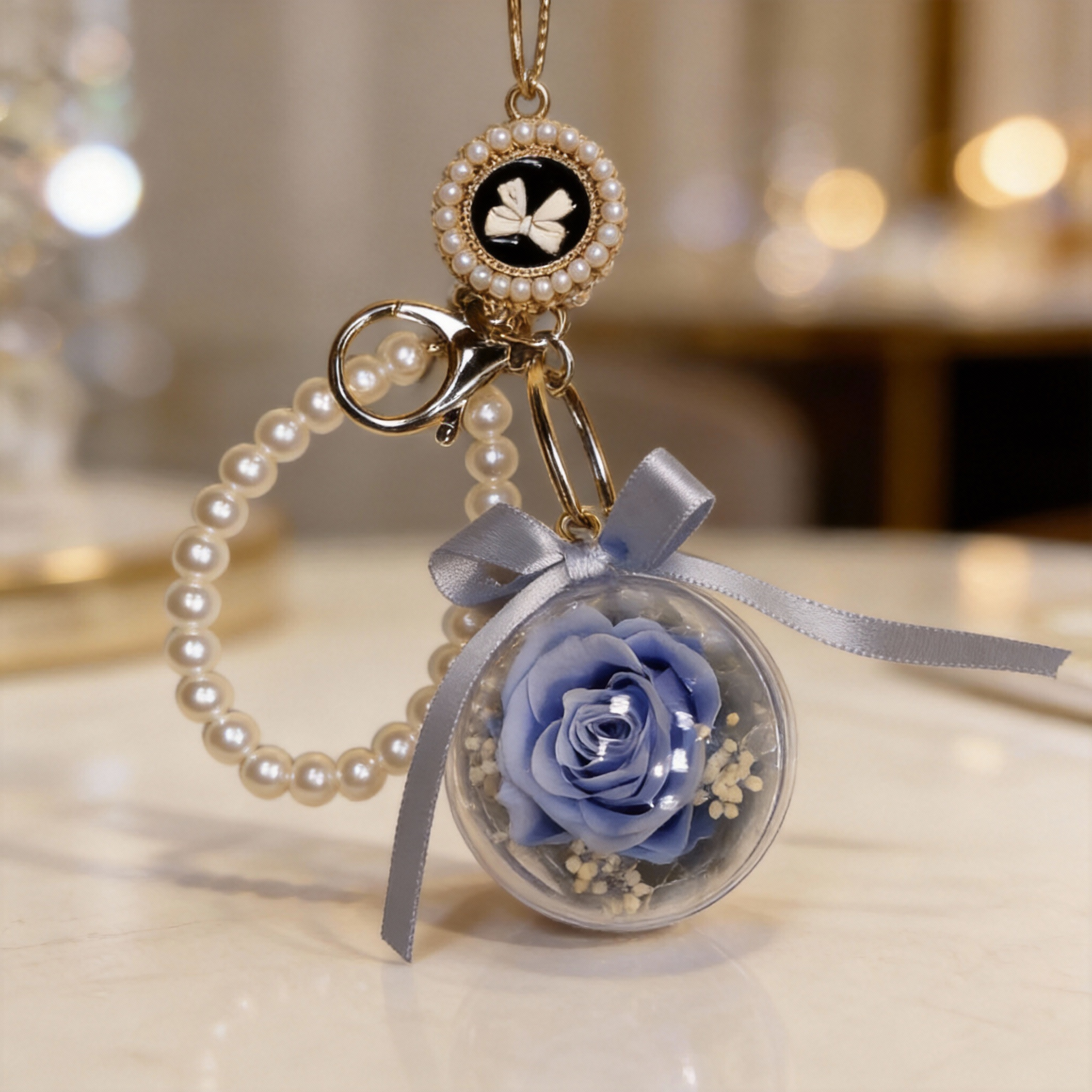 Llavero con Rosa Azul Eterna